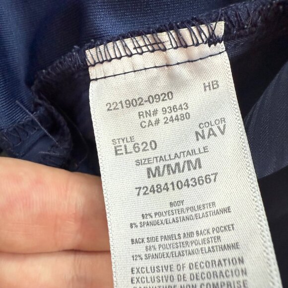 Elle Womens Navy Blue Medical Scrub Top Medium Side Zip Stretch Pockets Lightwei - Picture 4 of 7